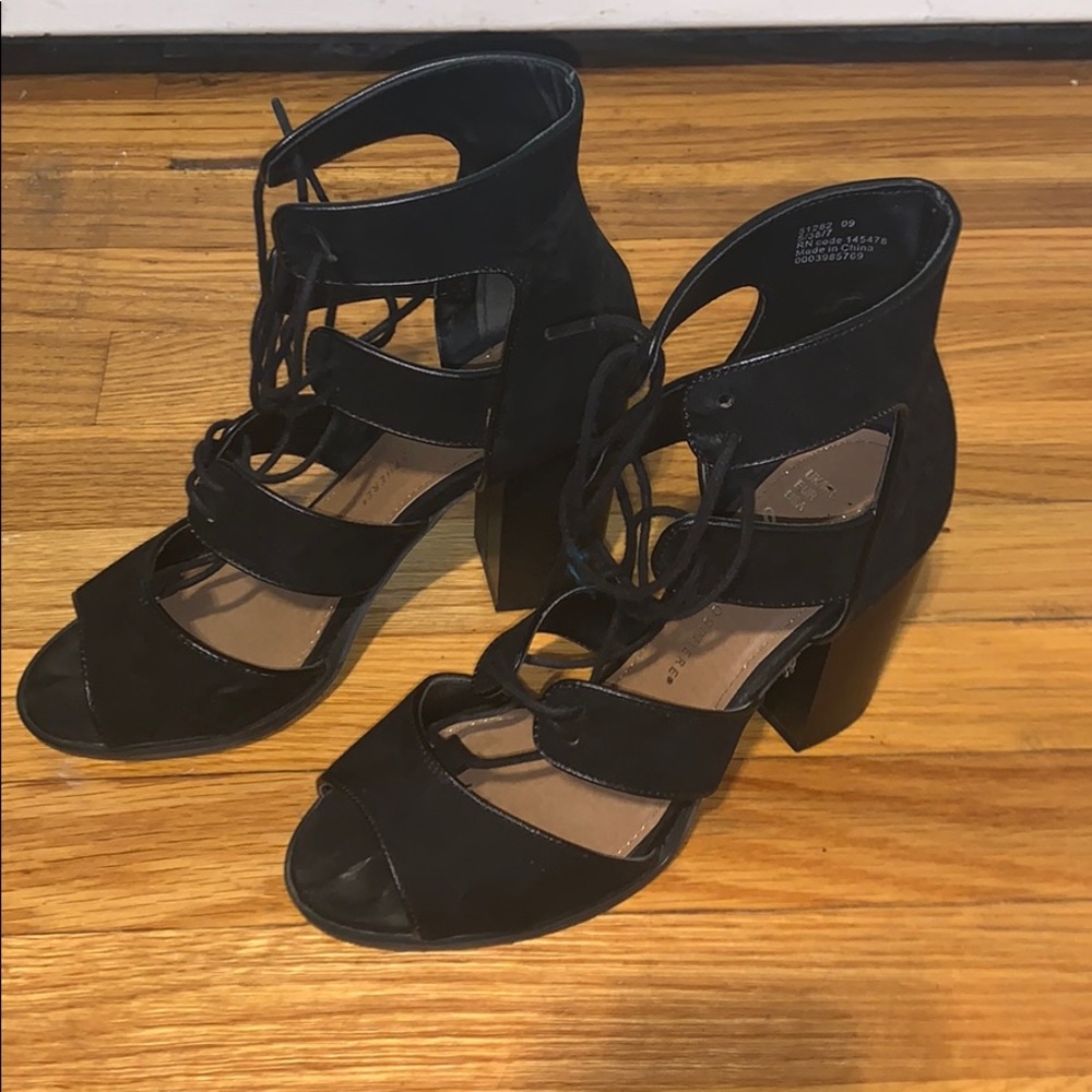 Laced up high heels